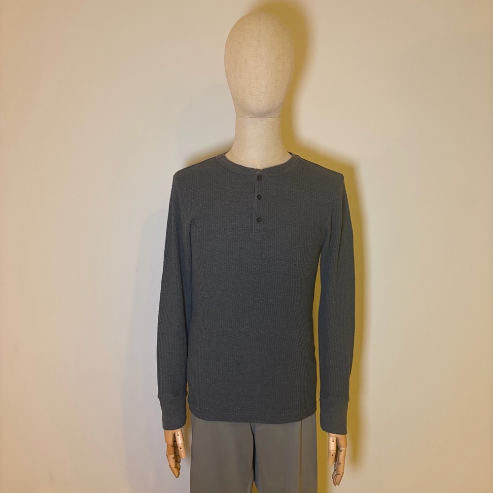 Joe Boxer Men's Waffle Knit Henley Long Sleeve Shirt - Dark Gray, Size M